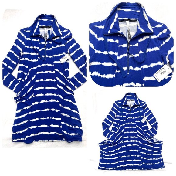 Kensie Dresses & Skirts - NWT Kensie striking blue combo knit half zip dress S